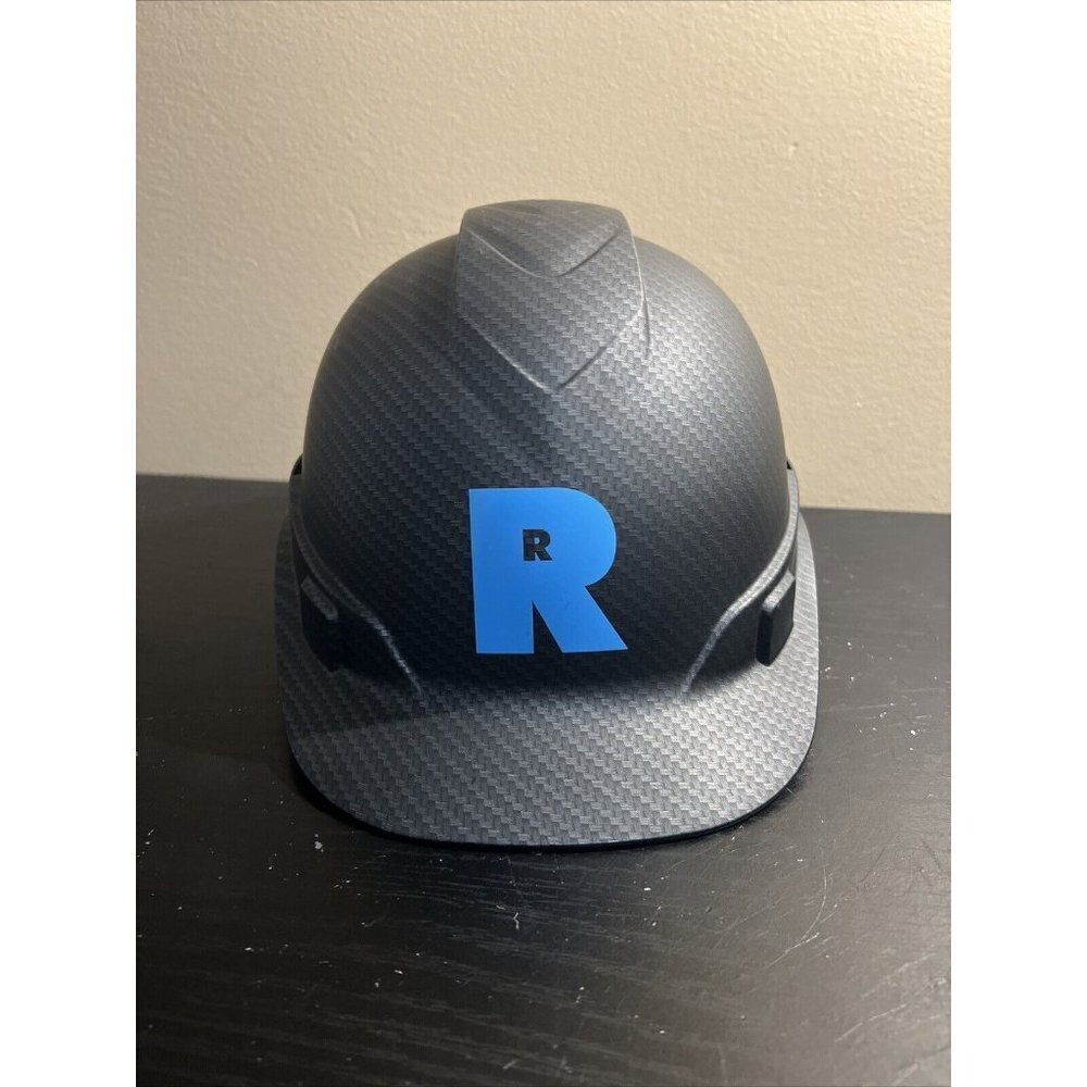 R Logo Black Carbon-Texture Hard Hat - Men Accessories Hats